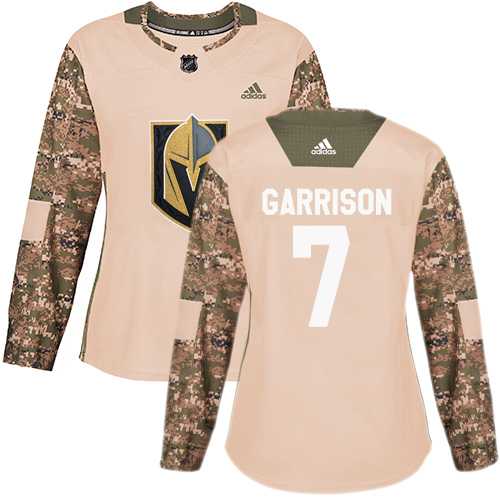 Women's Adidas Vegas Golden Knights #7 Jason Garrison Camo Authentic 2017 Veterans Day Stitched NHL Jersey