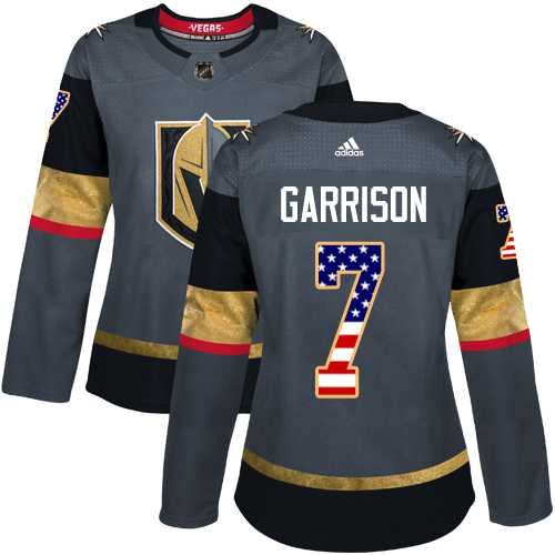Women's Adidas Vegas Golden Knights #7 Jason Garrison Grey Home Authentic USA Flag Stitched NHL Jersey