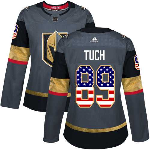 Women's Adidas Vegas Golden Knights #89 Alex Tuch Grey Home Authentic USA Flag Stitched NHL Jersey