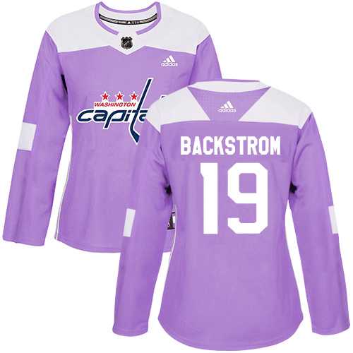 Women's Adidas Washington Capitals #19 Nicklas Backstrom Purple Authentic Fights Cancer Stitched NHL Jersey