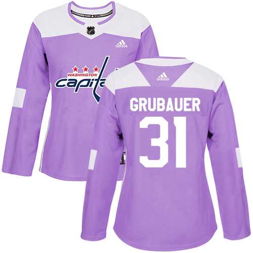 Women's Adidas Washington Capitals #31 Philipp Grubauer Purple Authentic Fights Cancer Stitched NHL Jersey