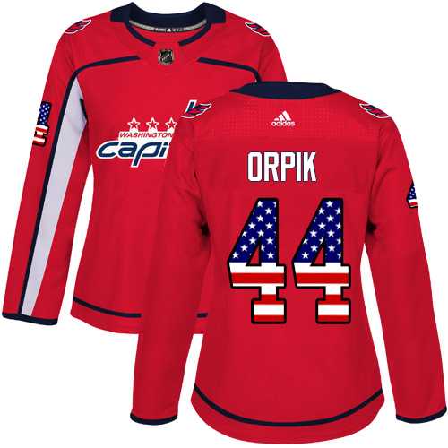 Women's Adidas Washington Capitals #44 Brooks Orpik Red Home Authentic USA Flag Stitched NHL Jersey