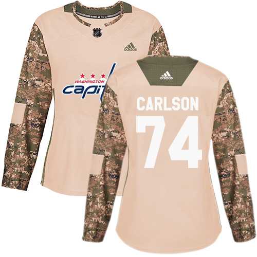 Women's Adidas Washington Capitals #74 John Carlson Camo Authentic 2017 Veterans Day Stitched NHL Jersey