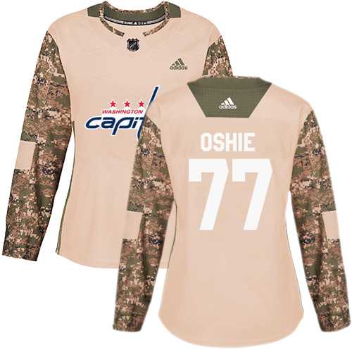 Women's Adidas Washington Capitals #77 T.J. Oshie Camo Authentic 2017 Veterans Day Stitched NHL Jersey