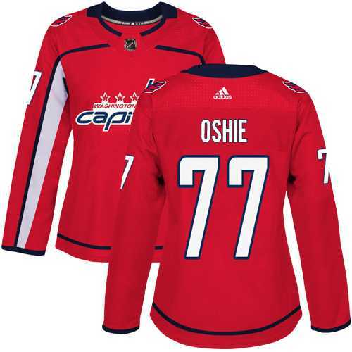 Women's Adidas Washington Capitals #77 T.J Oshie Red Home Authentic Stitched NHL Jersey