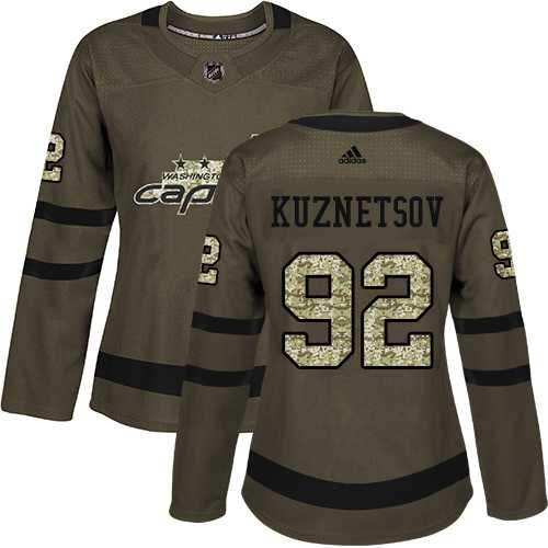 Women's Adidas Washington Capitals #92 Evgeny Kuznetsov Green Salute to Service Stitched NHL Jersey