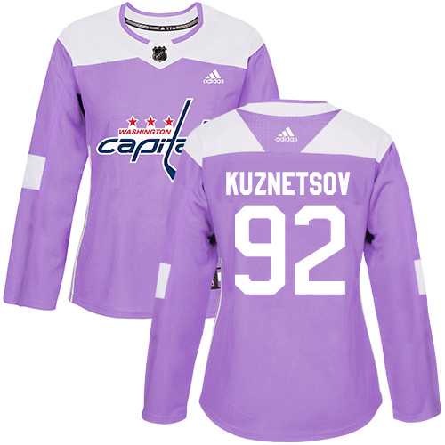 Women's Adidas Washington Capitals #92 Evgeny Kuznetsov Purple Authentic Fights Cancer Stitched NHL Jersey