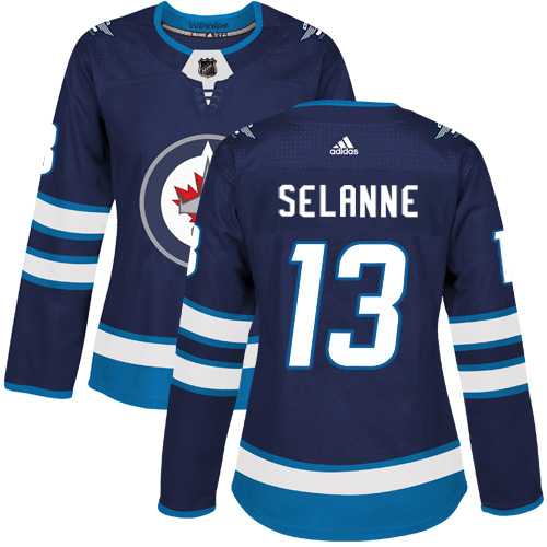 Women's Adidas Winnipeg Jets #13 Teemu Selanne Navy Blue Home Authentic Stitched NHL Jersey