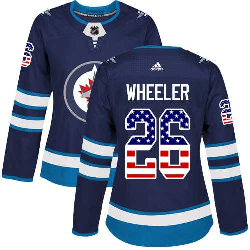 Women's Adidas Winnipeg Jets #26 Blake Wheeler Navy Blue Home Authentic USA Flag Stitched NHL Jersey