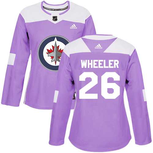 Women's Adidas Winnipeg Jets #26 Blake Wheeler Purple Authentic Fights Cancer Stitched NHL Jersey