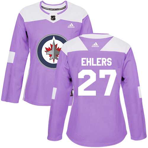 Women's Adidas Winnipeg Jets #27 Nikolaj Ehlers Purple Authentic Fights Cancer Stitched NHL Jersey