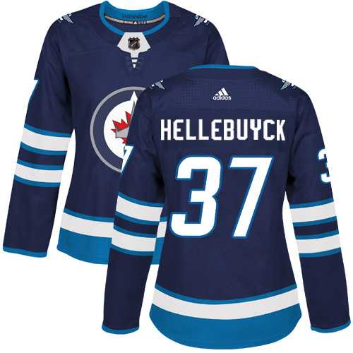 Women's Adidas Winnipeg Jets #37 Connor Hellebuyck Navy Blue Home Authentic Stitched NHL Jersey
