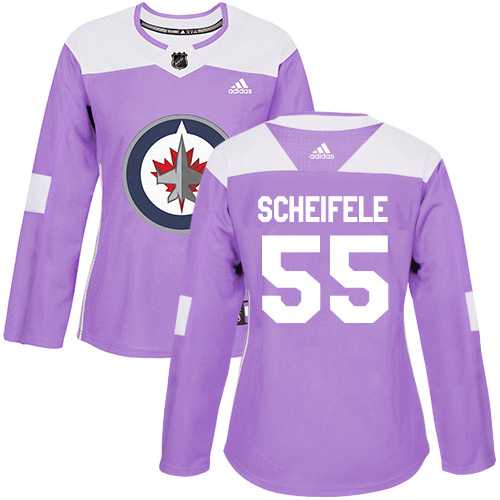 Women's Adidas Winnipeg Jets #55 Mark Scheifele Purple Authentic Fights Cancer Stitched NHL Jersey