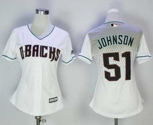 Women's Arizona Diamondbacks #51 Randy Johnson White Home Stitched MLB Jersey