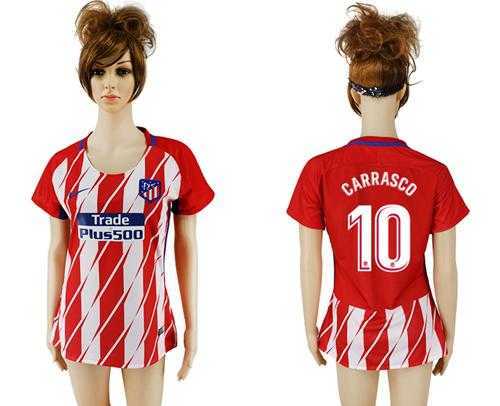 Women's Atletico Madrid #10 Carrasco Home Soccer Club Jersey