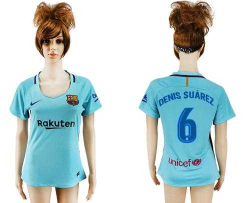 Women's Barcelona #6 Denis Suarez Away Soccer Club Jersey