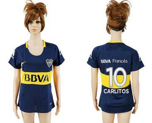 Women's Boca Juniors #10 Carlitos Home Soccer Club Jersey