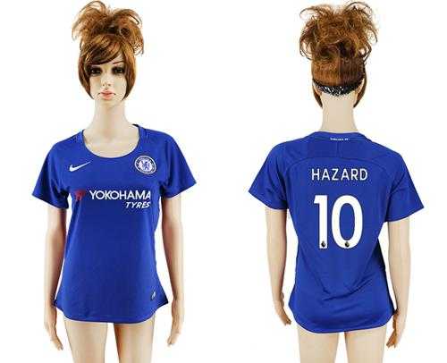 Women's Chelsea #10 Hazard Home Soccer Club Jersey
