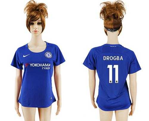 Women's Chelsea #11 Drogba Home Soccer Club Jersey