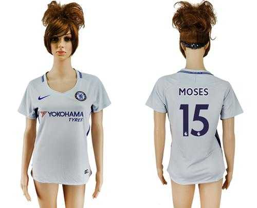 Women's Chelsea #15 Moses Away Soccer Club Jersey