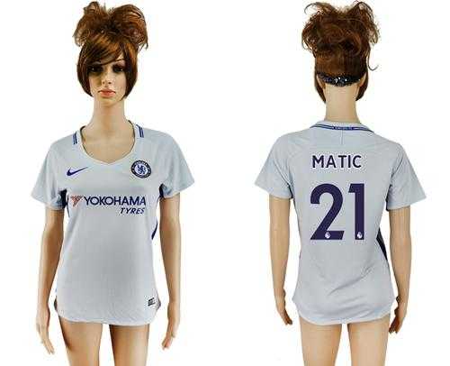 Women's Chelsea #21 Matic Away Soccer Club Jersey