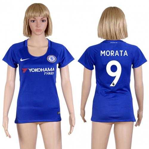 Women's Chelsea #9 Morata Home Soccer Club Jersey
