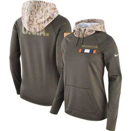Women's Denver Broncos Nike Olive Salute to Service Performance Pullover Hoodie