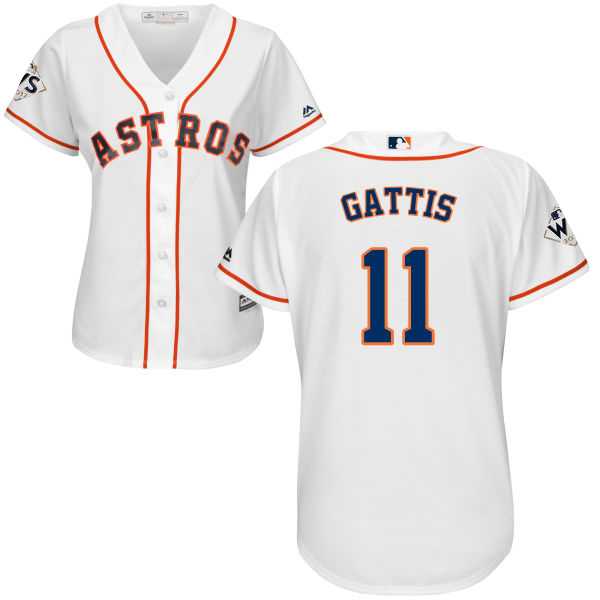 Women's Houston Astros #11 Evan Gattis White Home 2017 World Series Bound Stitched MLB Jersey