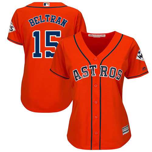 Women's Houston Astros #15 Carlos Beltran Orange Alternate 2017 World Series Bound Stitched MLB Jersey
