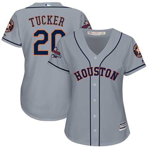 Women's Houston Astros #20 Preston Tucker Grey Road 2017 World Series Champions Stitched MLB Jersey