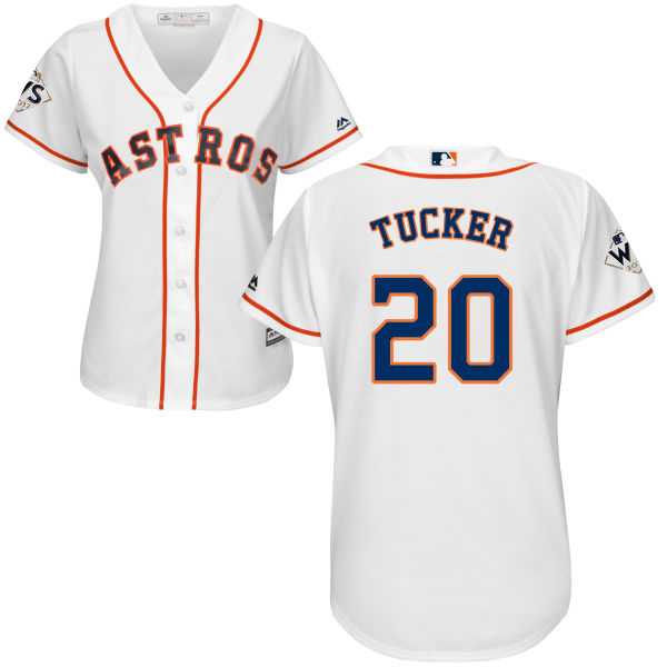 Women's Houston Astros #20 Preston Tucker White Home 2017 World Series Bound Stitched MLB Jersey