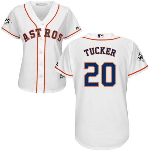 Women's Houston Astros #20 Preston Tucker White Home 2017 World Series Bound Stitched MLB Jersey Women's Houston Astros #20 Preston Tucker White Home 2017 World Series Bound Stitched MLB Jersey