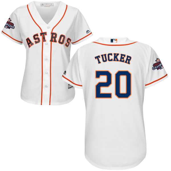 Women's Houston Astros #20 Preston Tucker White Home 2017 World Series Champions Stitched MLB Jersey