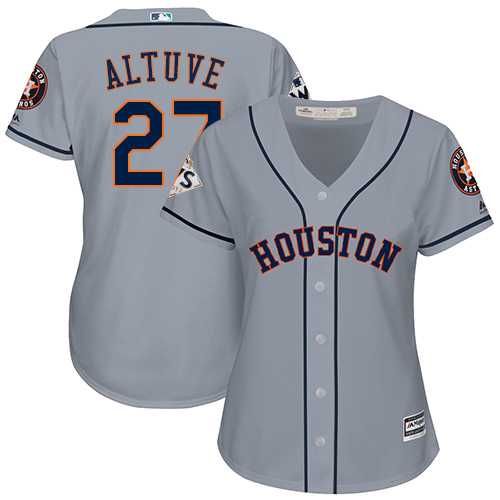 Women's Houston Astros #27 Jose Altuve Grey Road 2017 World Series Bound Stitched MLB Jersey