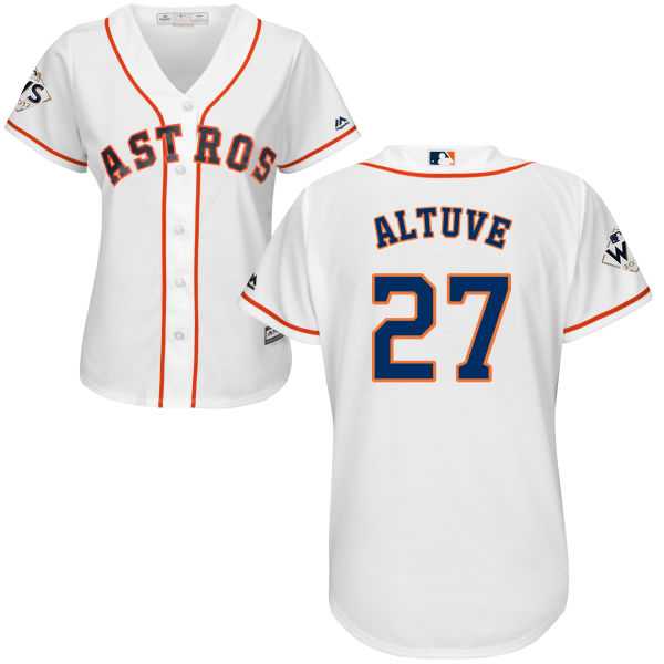 Women's Houston Astros #27 Jose Altuve White Home 2017 World Series Bound Stitched MLB Jersey