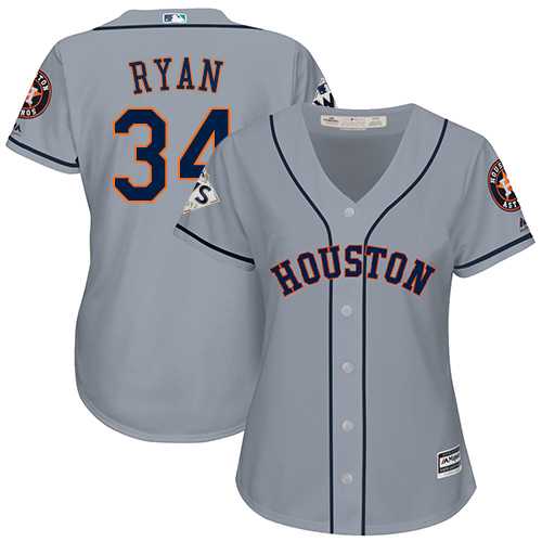 Women's Houston Astros #34 Nolan Ryan Grey Road 2017 World Series Bound Stitched MLB Jersey