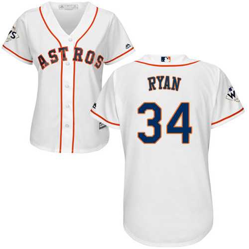 Women's Houston Astros #34 Nolan Ryan White Home 2017 World Series Bound Stitched MLB Jersey Women's Houston Astros #34 Nolan Ryan White Home 2017 World Series Bound Stitched MLB Jersey