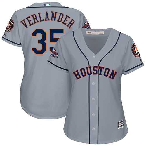 Women's Houston Astros #35 Justin Verlander Grey Road 2017 World Series Champions Stitched MLB Jersey