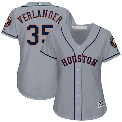 Women's Houston Astros #35 Justin Verlander Grey Road Stitched MLB Jersey