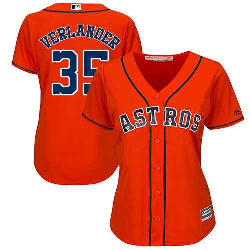 Women's Houston Astros #35 Justin Verlander Orange Alternate Stitched MLB Jersey