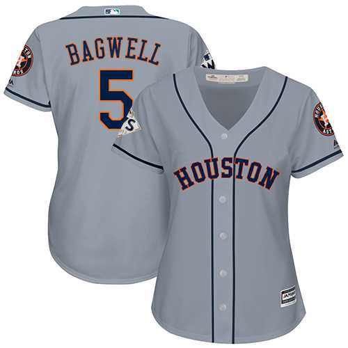 Women's Houston Astros #5 Jeff Bagwell Grey Road 2017 World Series Bound Stitched MLB Jersey
