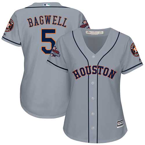 Women's Houston Astros #5 Jeff Bagwell Grey Road 2017 World Series Champions Stitched MLB Jersey Women's Houston Astros #5 Jeff Bagwell Grey Road 2017 World Series Champions Stitched MLB Jersey