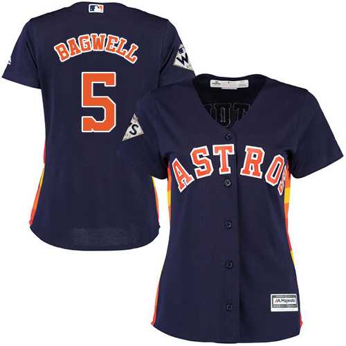 Women's Houston Astros #5 Jeff Bagwell Navy Blue Alternate 2017 World Series Bound Stitched MLB Jersey