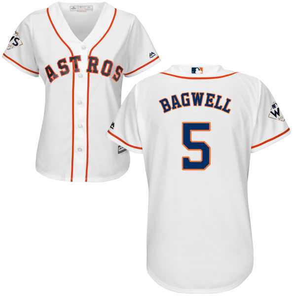 Women's Houston Astros #5 Jeff Bagwell White Home 2017 World Series Bound Stitched MLB Jersey