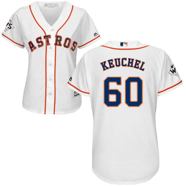 Women's Houston Astros #60 Dallas Keuchel White Home 2017 World Series Bound Stitched MLB Jersey Women's Houston Astros #60 Dallas Keuchel White Home 2017 World Series Bound Stitched MLB Jersey