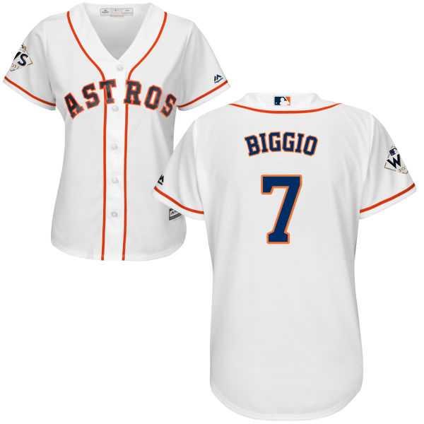 Women's Houston Astros #7 Craig Biggio White Home 2017 World Series Bound Stitched MLB Jersey