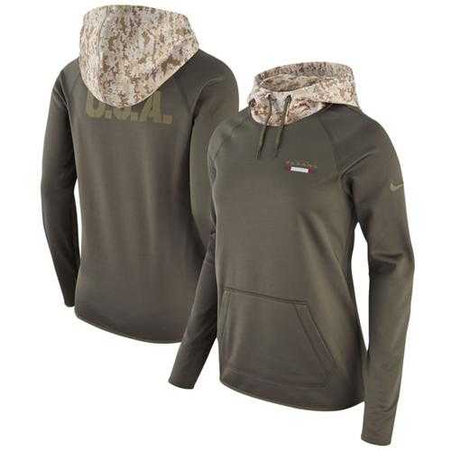 Women's Houston Texans Nike Olive Salute to Service Performance Pullover Hoodie