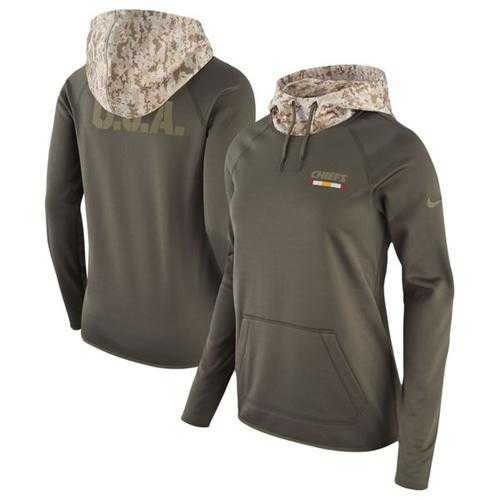 Women's Kansas City Chiefs Nike Olive Salute to Service Performance Pullover Hoodie