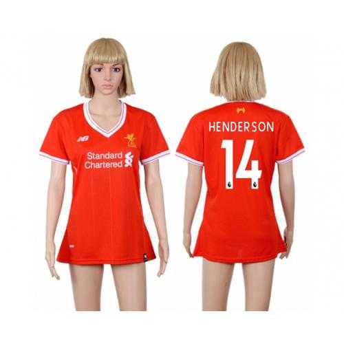 Women's Liverpool #14 Henderson Red Home Soccer Club Jersey