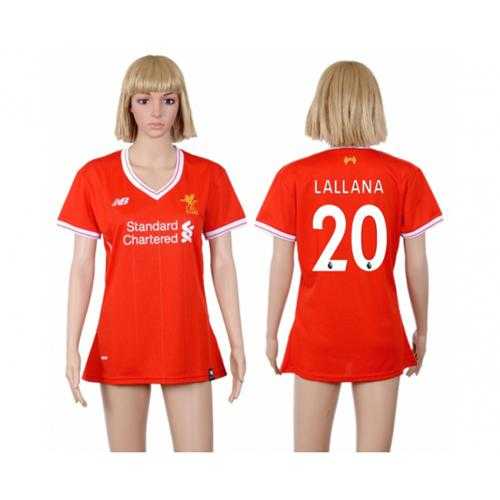 Women's Liverpool #20 Lallana Red Home Soccer Club Jersey
